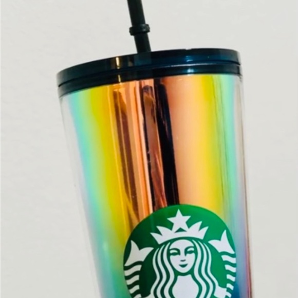Starbucks Oil Slick Rainbow Cup Iridescent Tumbler Cold Cup Venti 24oz New 2021 - Picture 12 of 16
